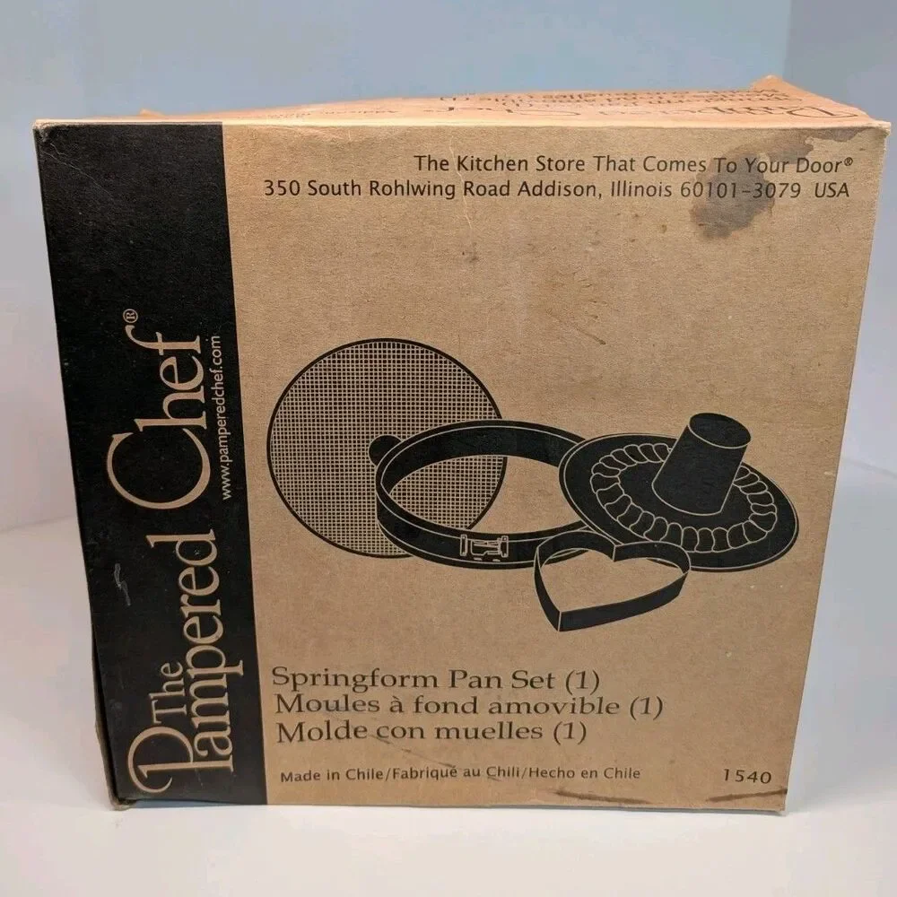 Pampered Chef Springform Pan Set 1540 Ring Tube Heart Insert Box Missing Base